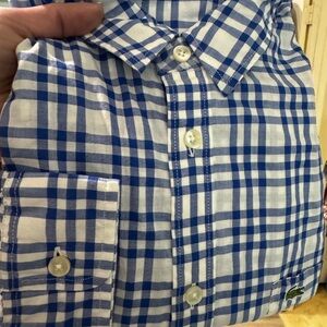 NEW NWT SIZE 44 XL Lacoste Men's White and Blue Plaid Shirt